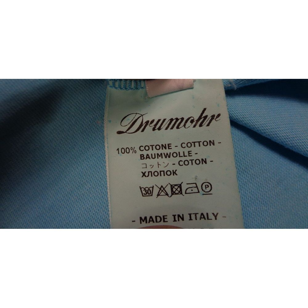Drumohr Polo Shirt Mens M Blue Pique Knit Cotton Short Sleeve - Picture 9 of 11